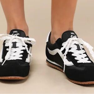 Super Lowpro Black and White Suede Leather Sneakers